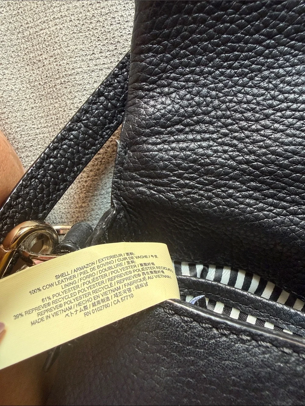 kate spade Black Pebbled Leather Flap Crossbody Bag with Gold Hardware